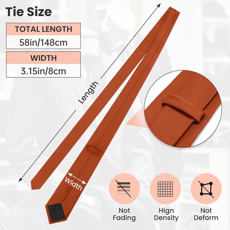 Junmaxroad Store Black Ties For Men Solid Color Formal Neckties 3.15" (8CM) Men's Ties - Image 4